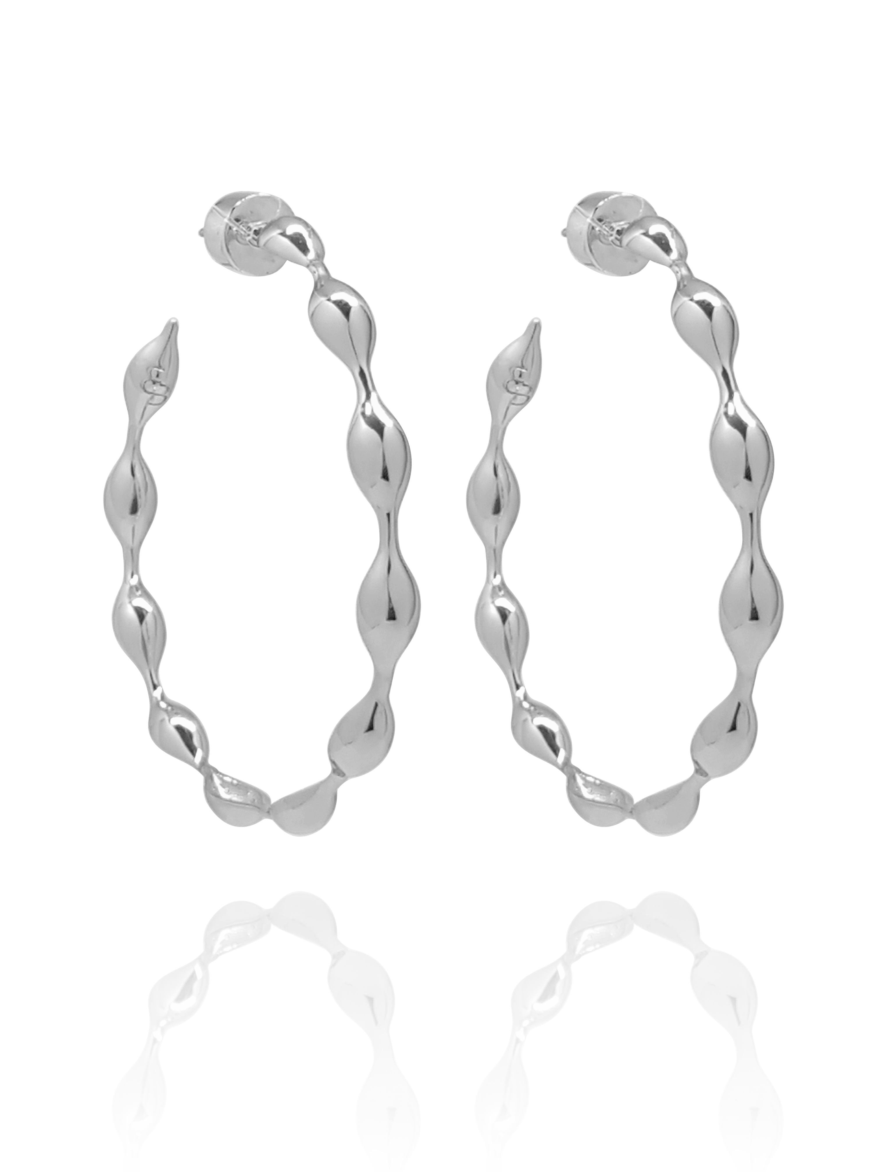 hoops_earring_waves_maré_silver_white_gold_18kts jewelry |Elba