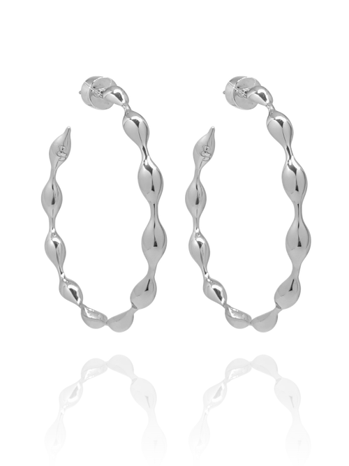 hoops_earring_waves_maré_silver_white_gold_18kts jewelry |Elba