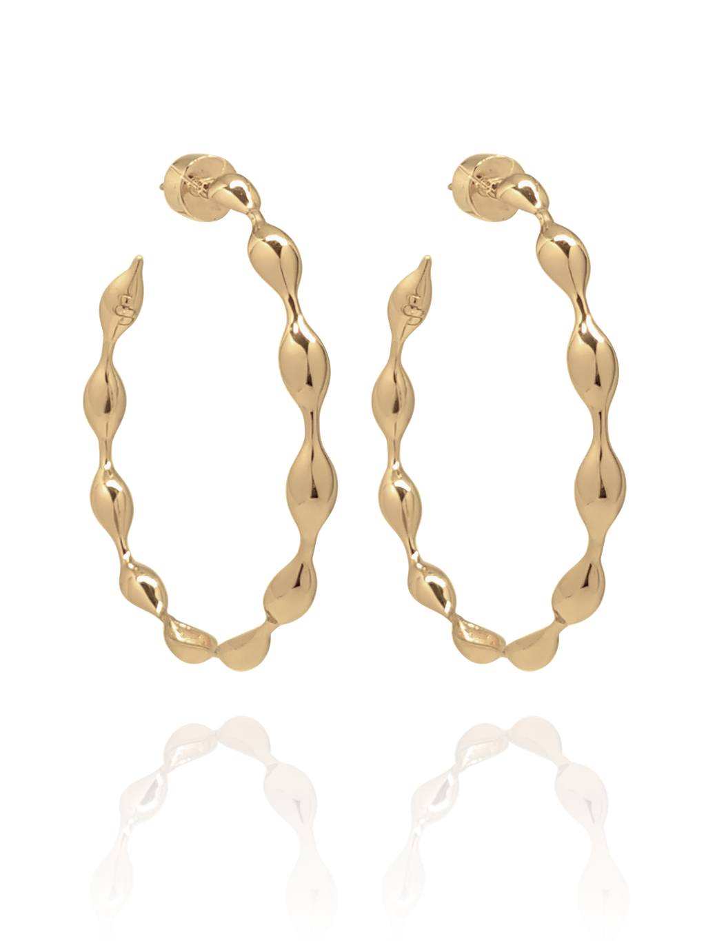 hoops_earring_waves_maré_brass_yellow_gold_18kts jewelry |Elba