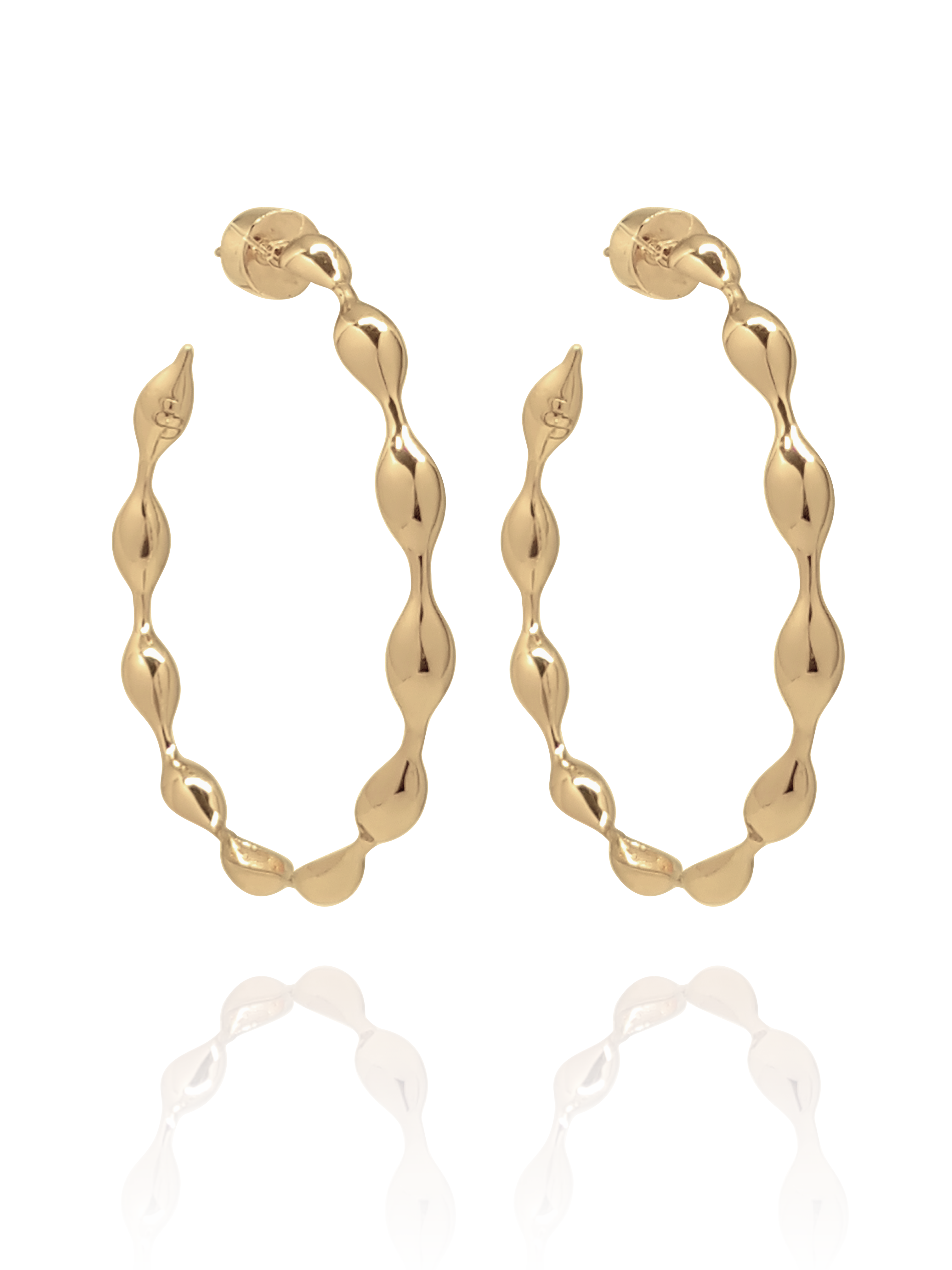 hoops_earring_waves_maré_brass_yellow_gold_18kts jewelry |Elba