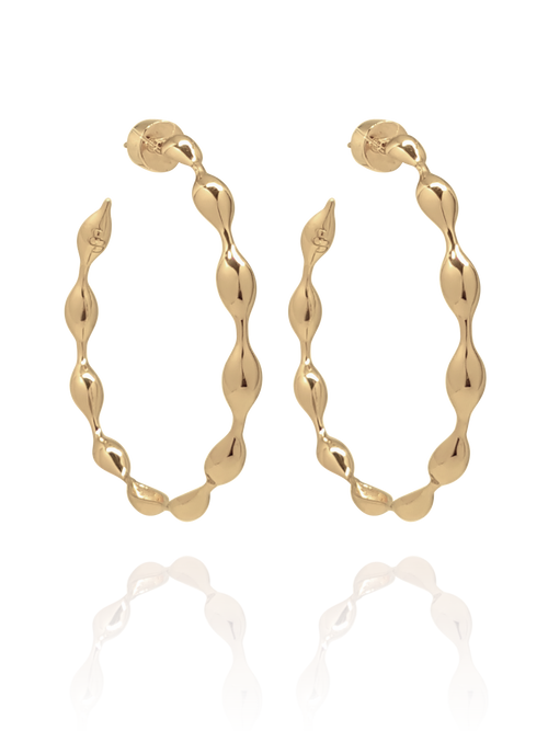 hoops_earring_waves_maré_brass_yellow_gold_18kts jewelry |Elba