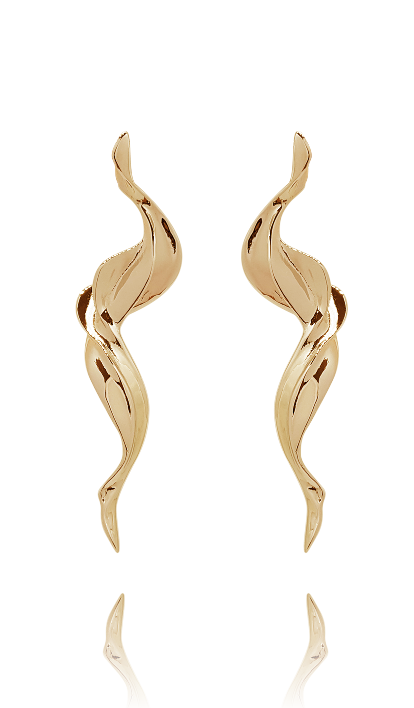earring_flame brass yellow gold 18kts jewelry |Elba