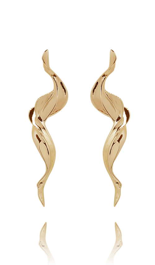 earring_flame brass yellow gold 18kts jewelry |Elba