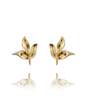 earring_leaf_brass_yellow_gold_ 18kts jewelry |Elba