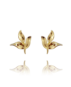 earring_leaf_brass_yellow_gold_ 18kts jewelry |Elba
