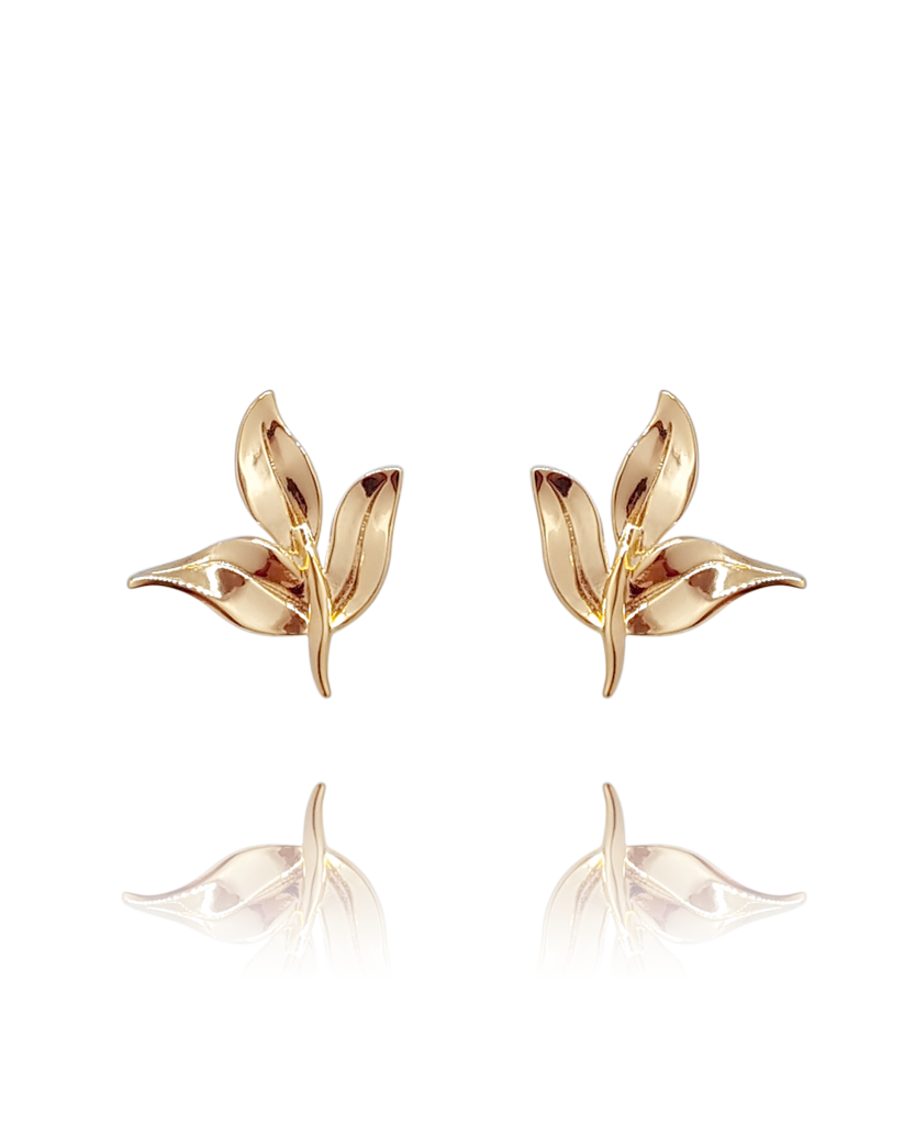 earring_leaf_brass_rose_gold_18kts jewelry |Elba