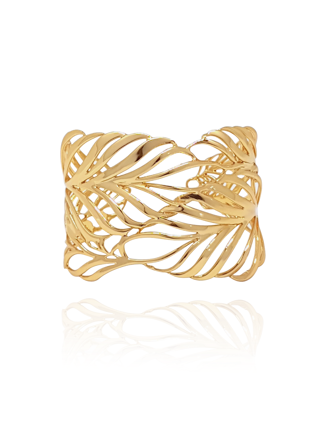 Stunning Snake Palm Cuff In Gold Plated | Miphologia Jewelry