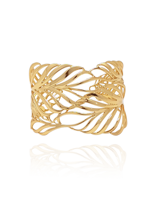 cuff_manchette_palmeira_palm tree_brass_yellow_gold_18kts jewelry |Elba