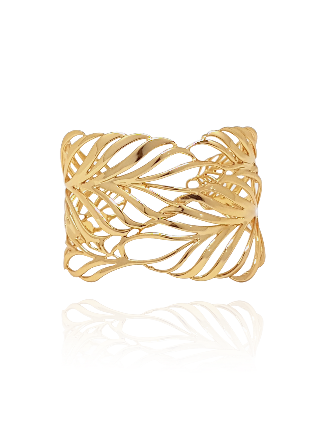 cuff_manchette_palmeira_palm tree_brass_yellow_gold_18kts jewelry |Elba