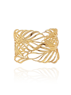 cuff_manchette_palmeira_palm tree_brass_yellow_gold_18kts jewelry |Elba