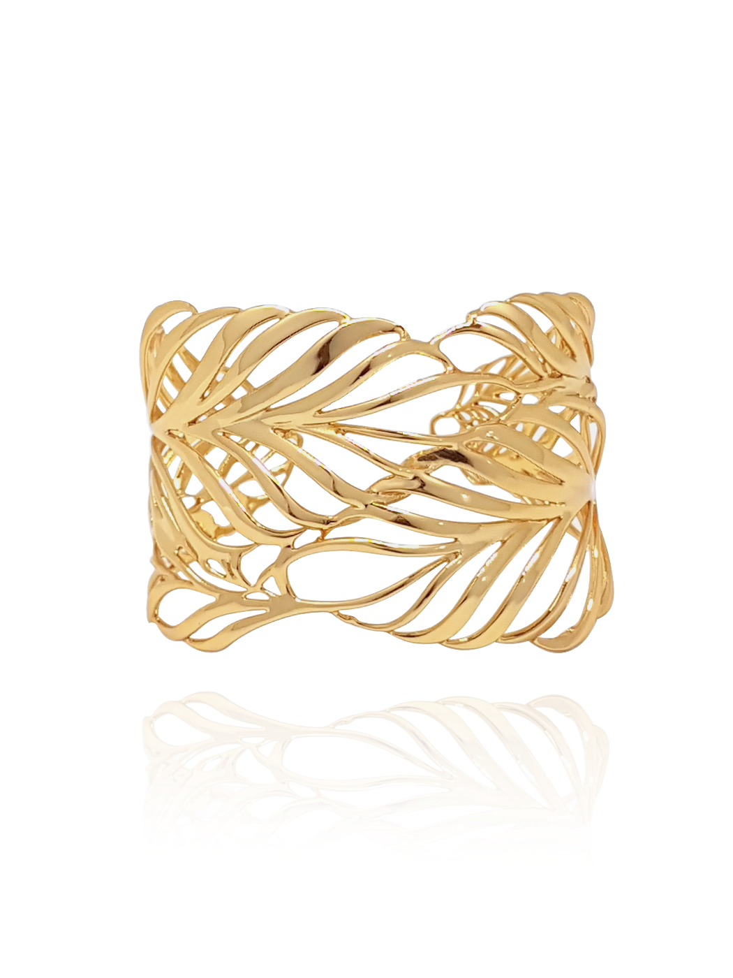 cuff_manchette_palmeira_palm tree_brass_yellow_gold_18kts jewelry |Elba