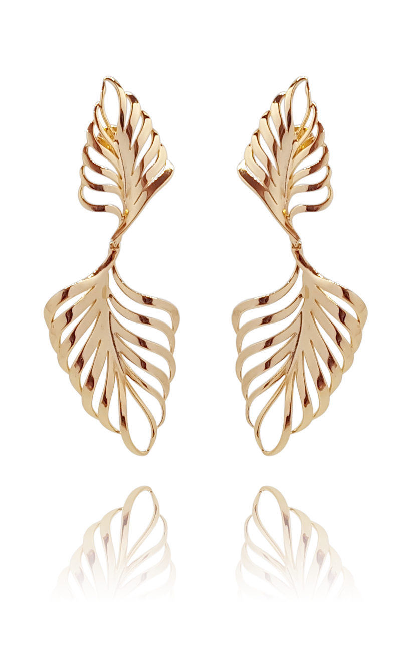 earring_palmeira_palm tree_brass_rose_gold_18kts jewelry |Elba