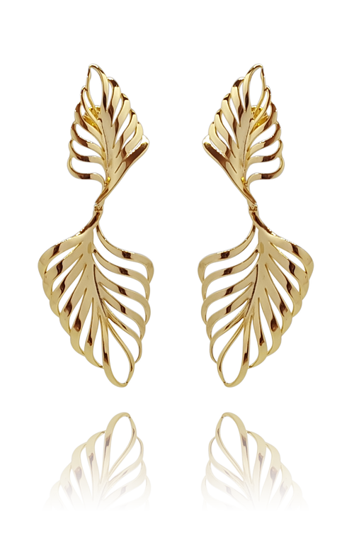 earring_palmeira_palm tree_brass_yellow_gold_18kts jewelry |Elba
