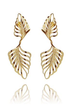 earring_palmeira_palm tree_brass_yellow_gold_18kts jewelry |Elba