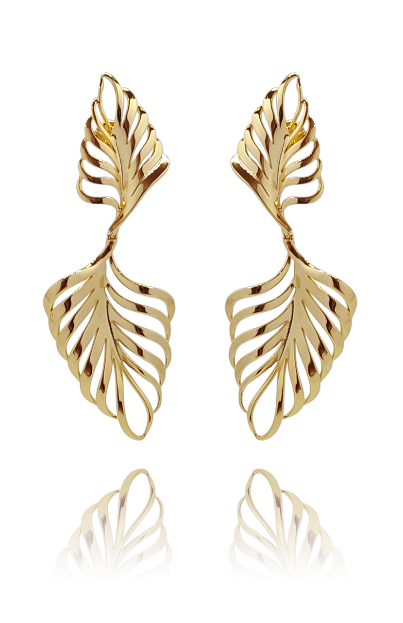 earring_palmeira_palm tree_brass_yellow_gold_18kts jewelry |Elba